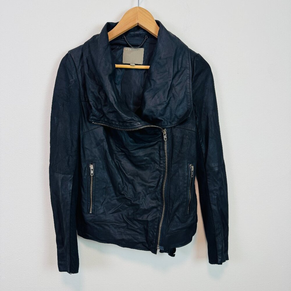 Muubaa Goat Leather Jacket Womens 4 black motorcycle asymmetrical zip